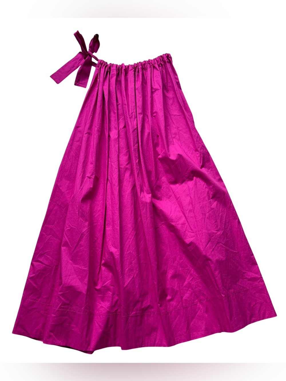 Monica Nera Fuchsia Maxi Dress Cotton Shoulder Bow Strap Minimalist XS Chic Luxe - Picture 10 of 10